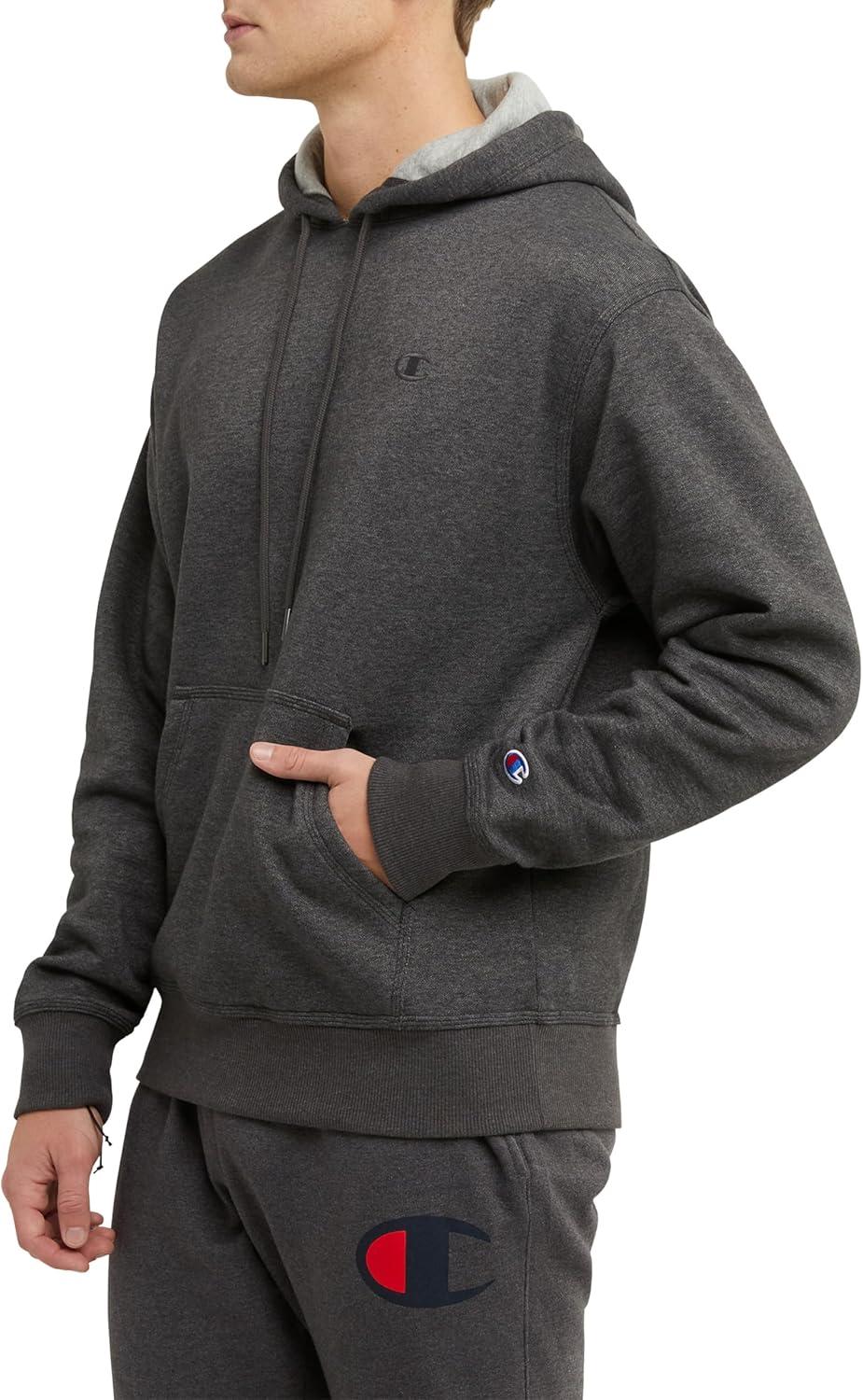 imageChampion Mens Pullover Fleece Hoodie Midweight C Logo Reg Or Big ampamp TallGranite Heather  C Logo