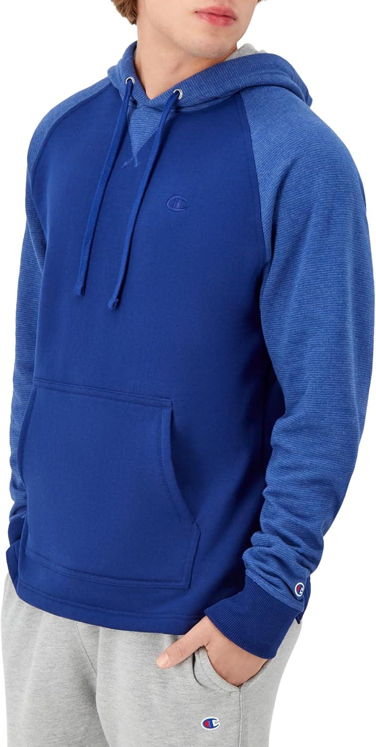 imageChampion Mens Pullover Fleece Hoodie Midweight C Logo Reg Or Big ampamp TallJewel Sapphire Stripe C Logo