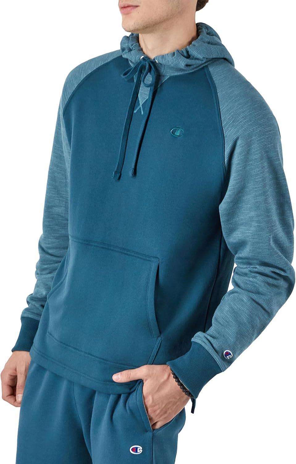 imageChampion Mens Pullover Fleece Hoodie Midweight C Logo Reg Or Big ampamp TallMetallic Teal C Logo