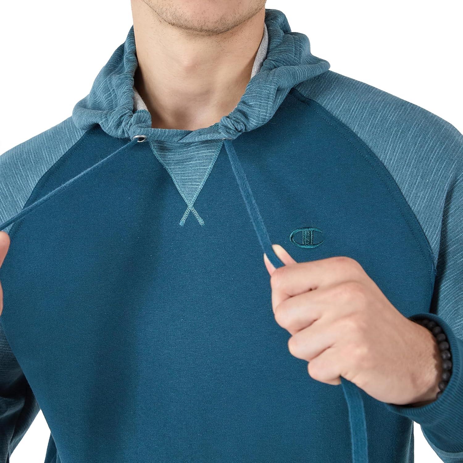 imageChampion Mens Pullover Fleece Hoodie Midweight C Logo Reg Or Big ampamp TallMetallic Teal C Logo
