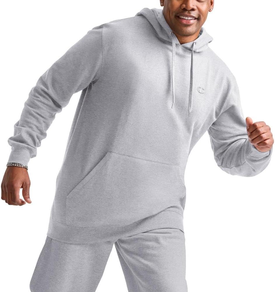 imageChampion Mens Pullover Fleece Hoodie Midweight C Logo Reg Or Big ampamp TallOxford Gray  C Logo