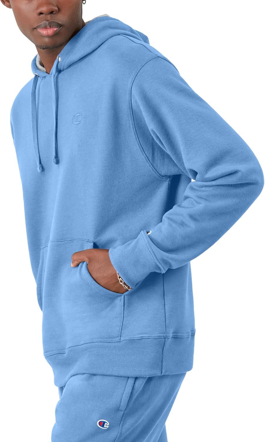 imageChampion Mens Pullover Fleece Hoodie Midweight C Logo Reg Or Big ampamp TallSwiss Blue  C Logo