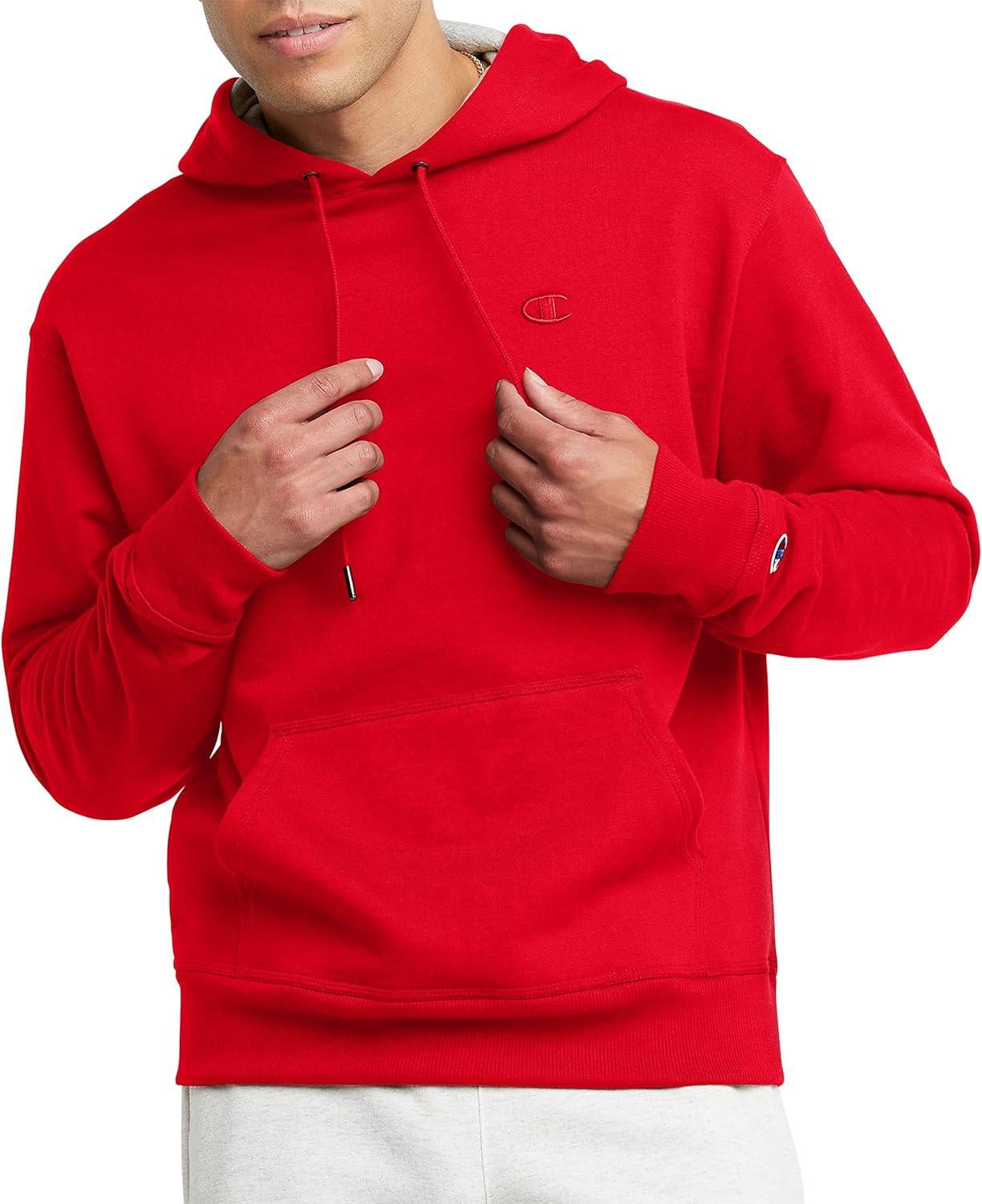 imageChampion Mens Pullover Fleece Hoodie Midweight C Logo Reg Or Big ampamp TallTeam Red Scarlet  C Logo