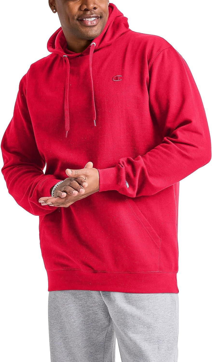 imageChampion Mens Pullover Fleece Hoodie Midweight C Logo Reg Or Big ampamp TallTeam Red Scarlet  C Logo