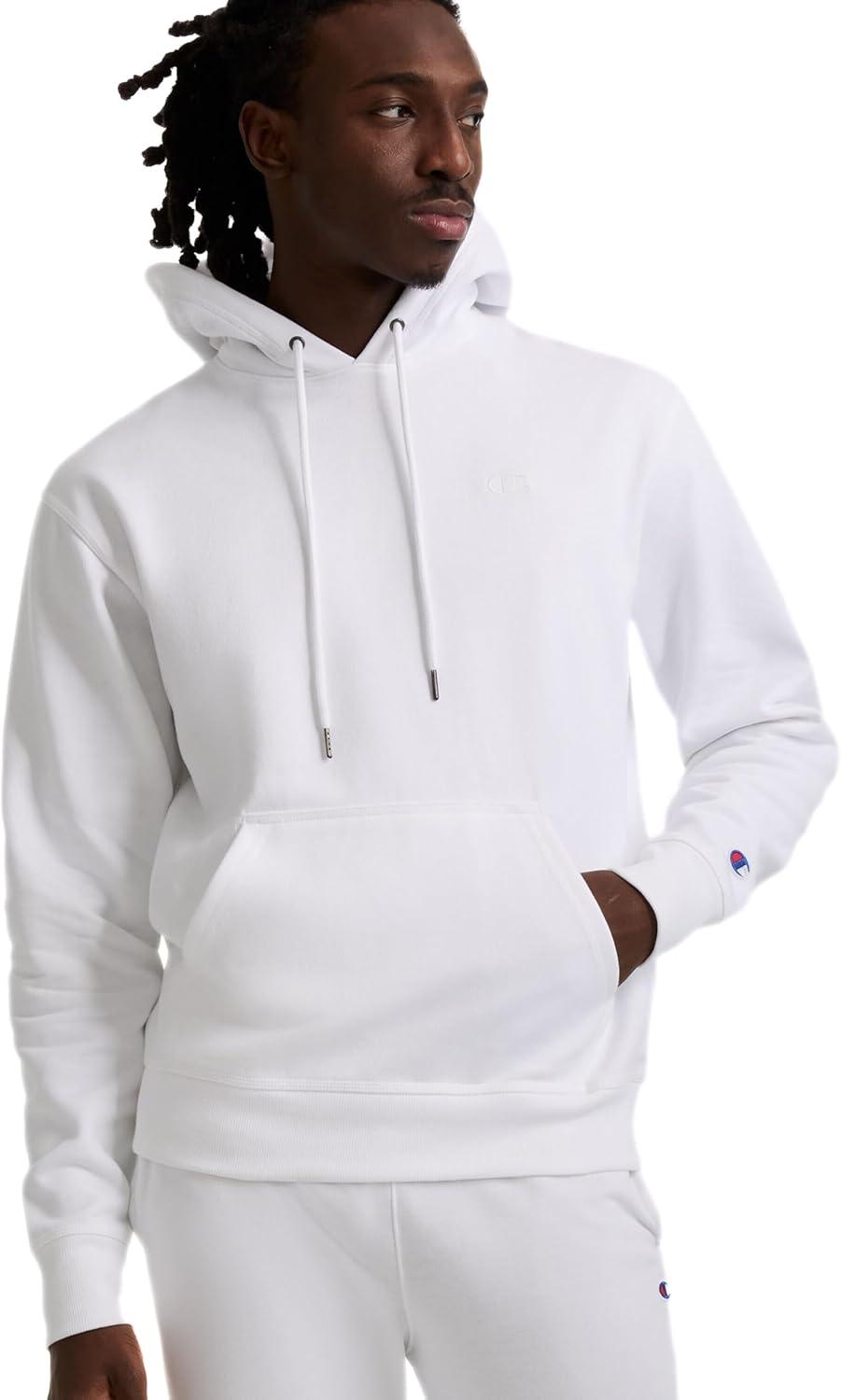 imageChampion Mens Pullover Fleece Hoodie Midweight C Logo Reg Or Big ampamp TallWhite  C Logo