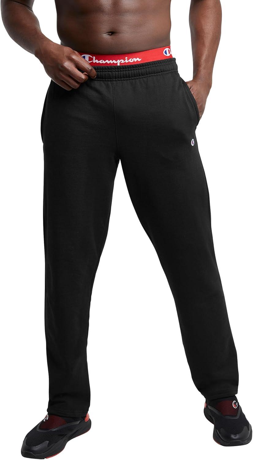 imageChampion Mens Sweatpants Fleece Openbottom Sweatpants for Men Reg Or Big ampamp TallBlack  C Logo