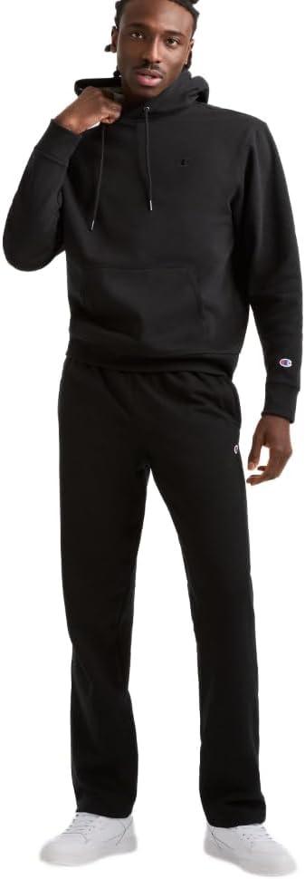 imageChampion Mens Sweatpants Fleece Openbottom Sweatpants for Men Reg Or Big ampamp TallBlack  C Patch Logo