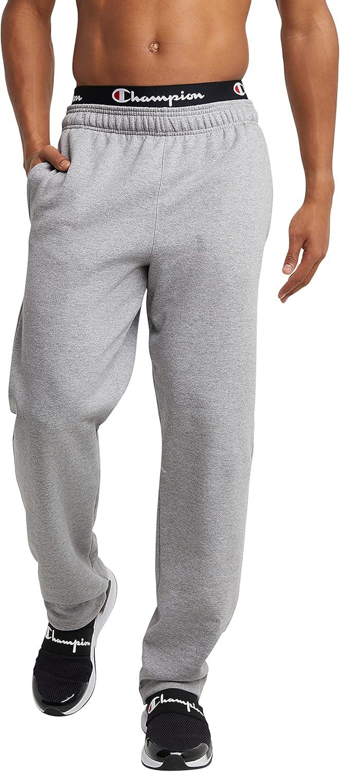 imageChampion Mens Sweatpants Fleece Openbottom Sweatpants for Men Reg Or Big ampamp TallOxford Gray  C Logo