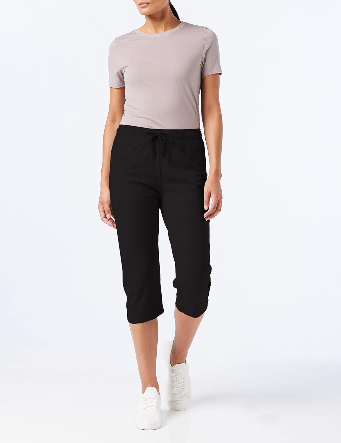 imageChampion Womens Cotton Capris Womens Drawstring Cropped Sweatpants Womens Capri Pants 18quotBlack