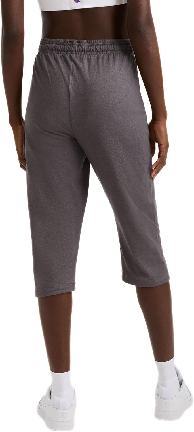 imageChampion Womens Cotton Capris Womens Drawstring Cropped Sweatpants Womens Capri Pants 18quotGranite Heather
