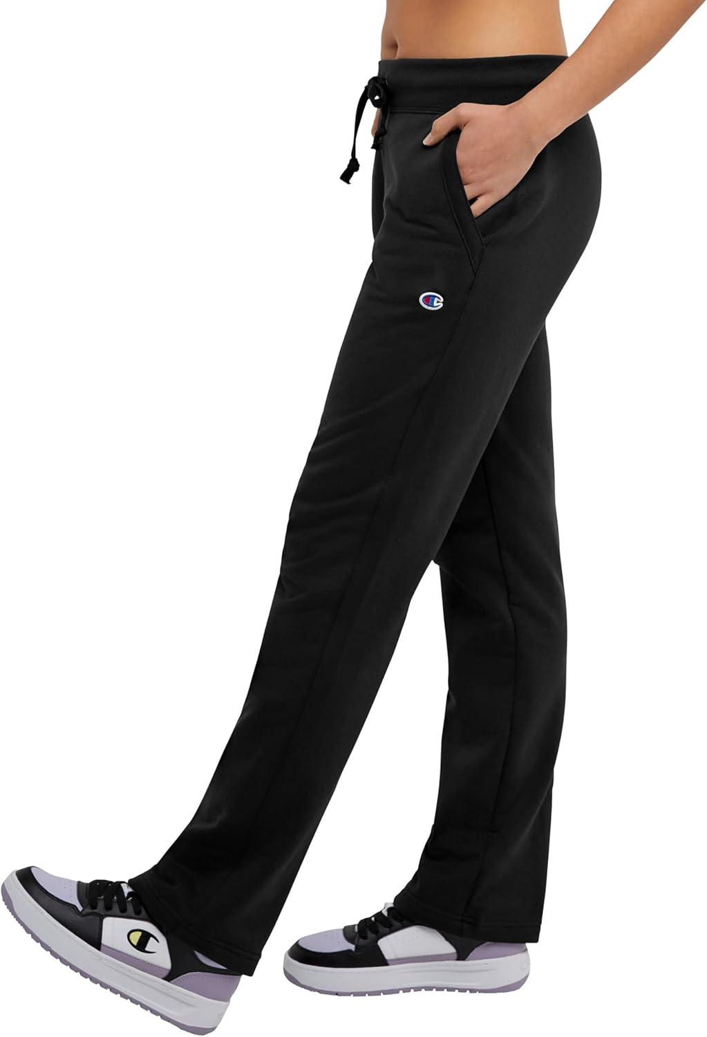 imageChampion Womens OpenBottom Fleece Sweatpants Standard Fit MidweightBlack