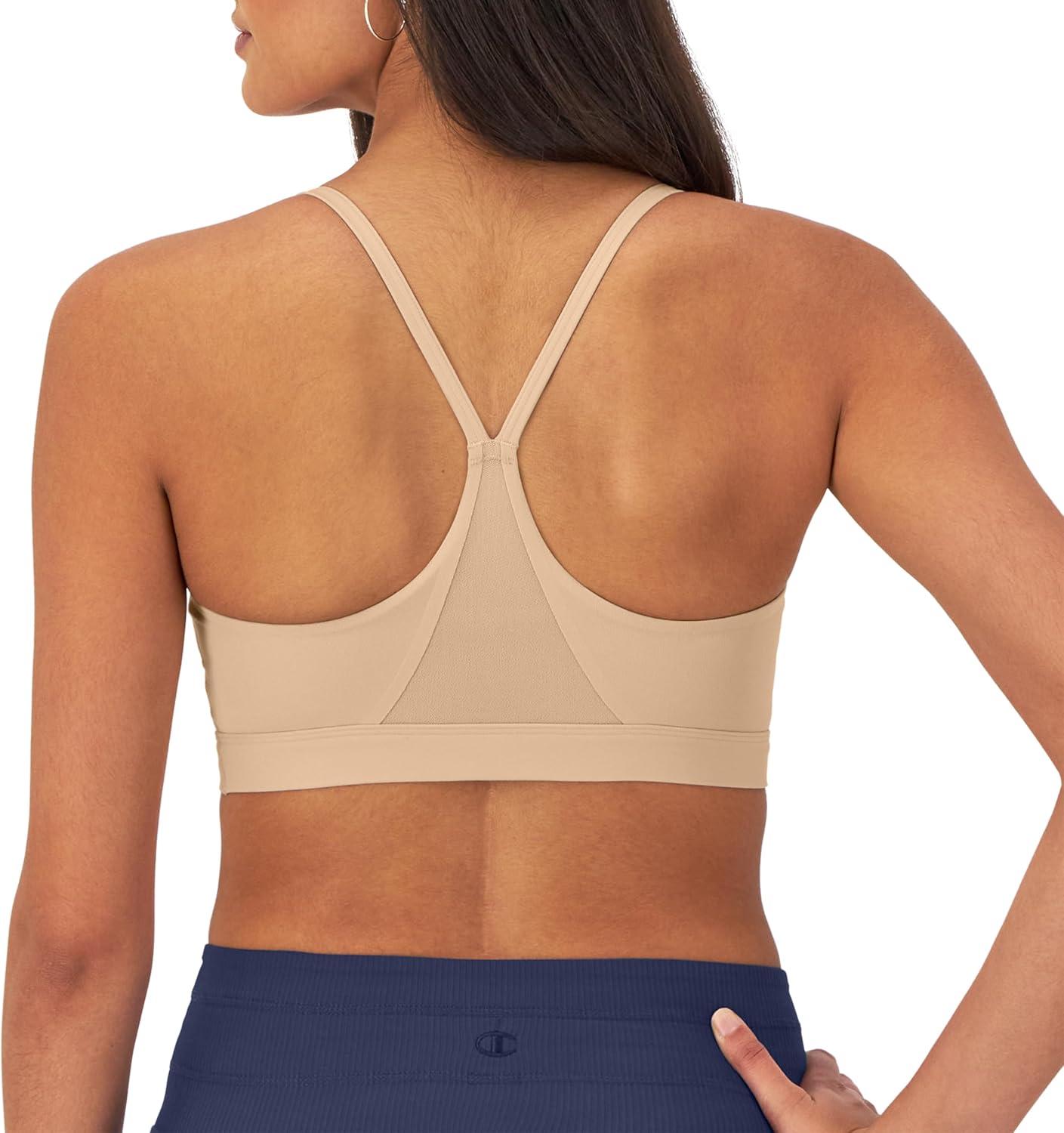 imageChampion Womens Sports Bra Soft Touch MoistureWicking Bra Light Support Sports Bra Longline Sports Bra AvailableChampagne Frost