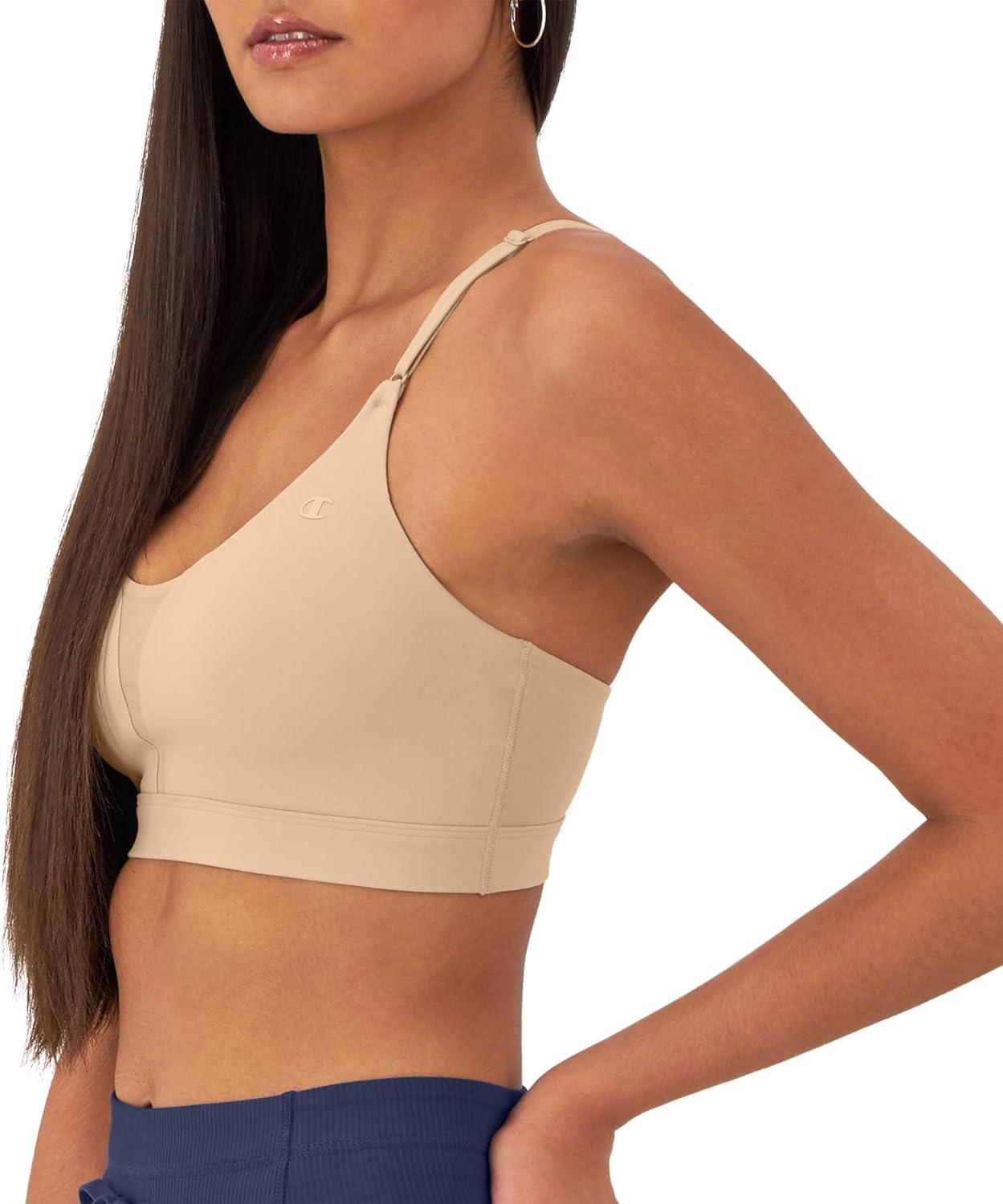 imageChampion Womens Sports Bra Soft Touch MoistureWicking Bra Light Support Sports Bra Longline Sports Bra AvailableChampagne Frost