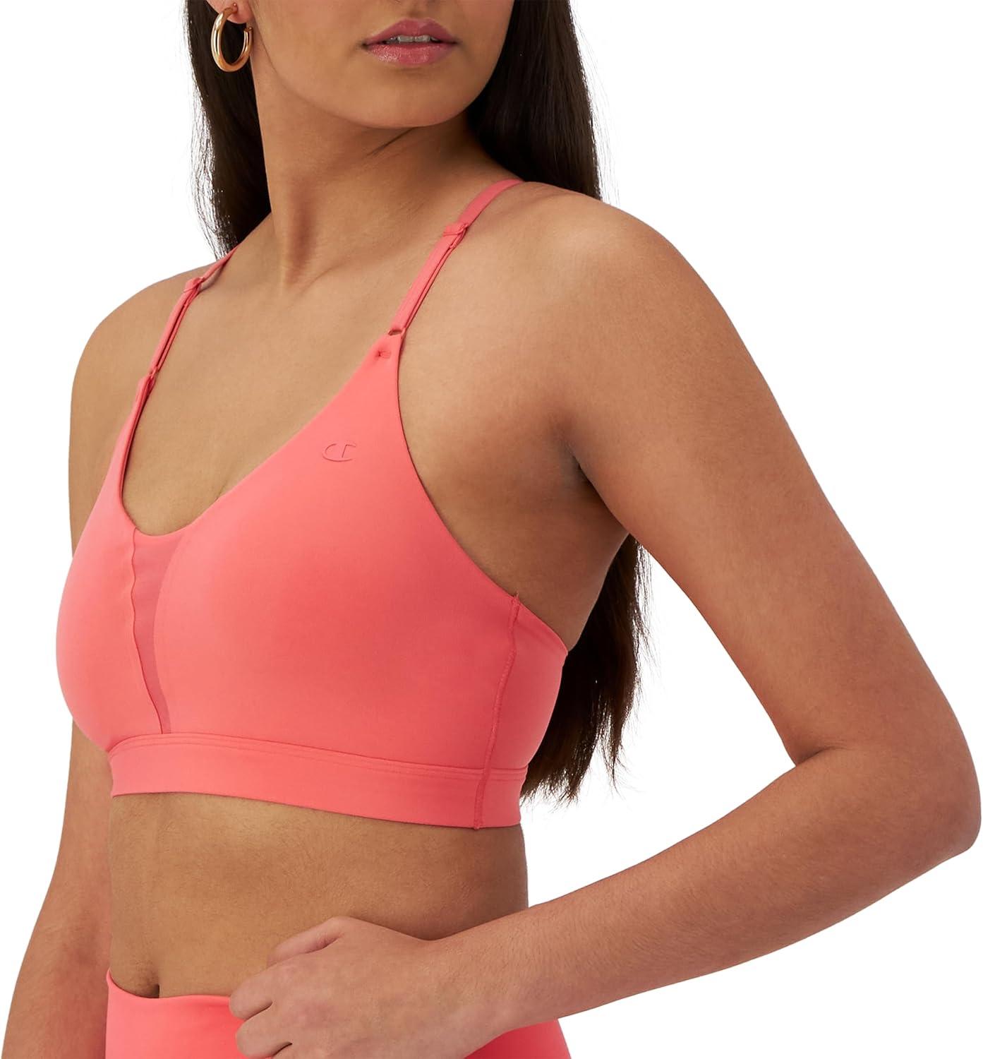 imageChampion Womens Sports Bra Soft Touch MoistureWicking Bra Light Support Sports Bra Longline Sports Bra AvailableHigh Tide Coral