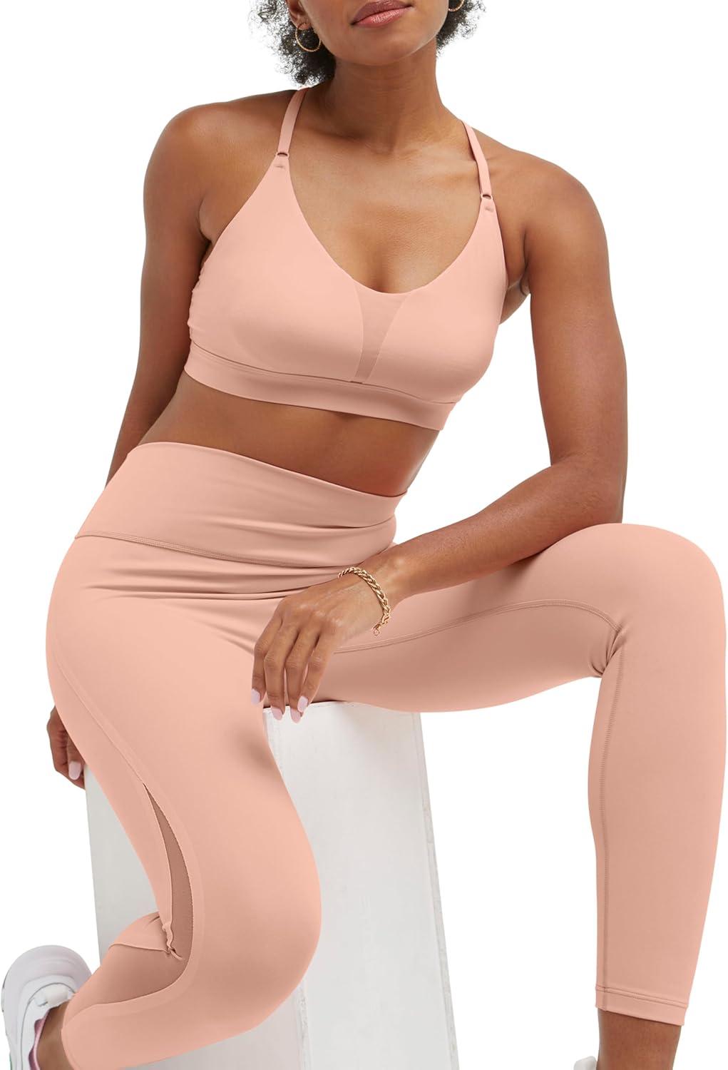 imageChampion Womens Sports Bra Soft Touch MoistureWicking Bra Light Support Sports Bra Longline Sports Bra AvailableSunset Peach