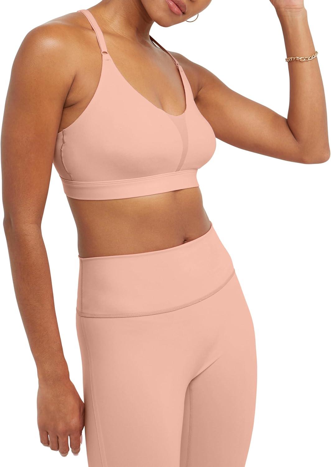 imageChampion Womens Sports Bra Soft Touch MoistureWicking Bra Light Support Sports Bra Longline Sports Bra AvailableSunset Peach