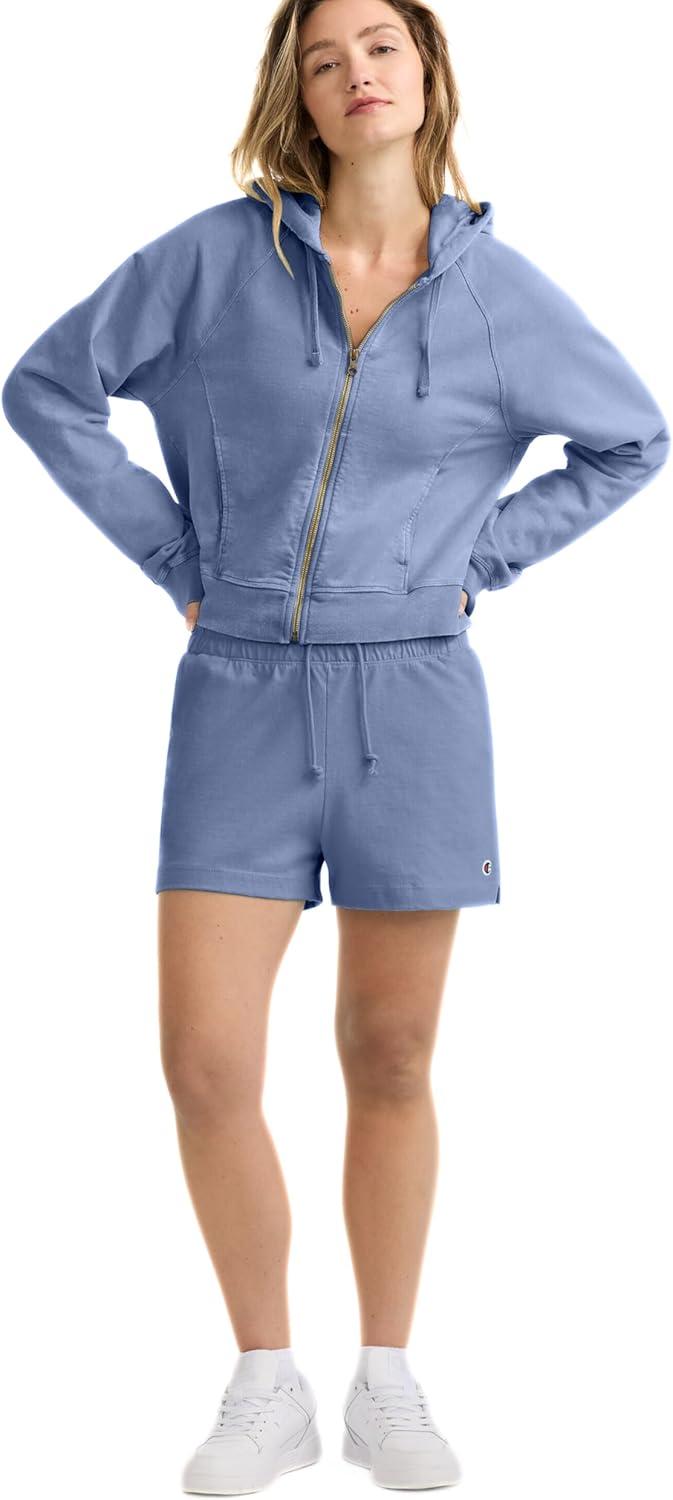 imageChampion Womens Vintage Wash Zipup Hoodie C LogoSevenseas Blue