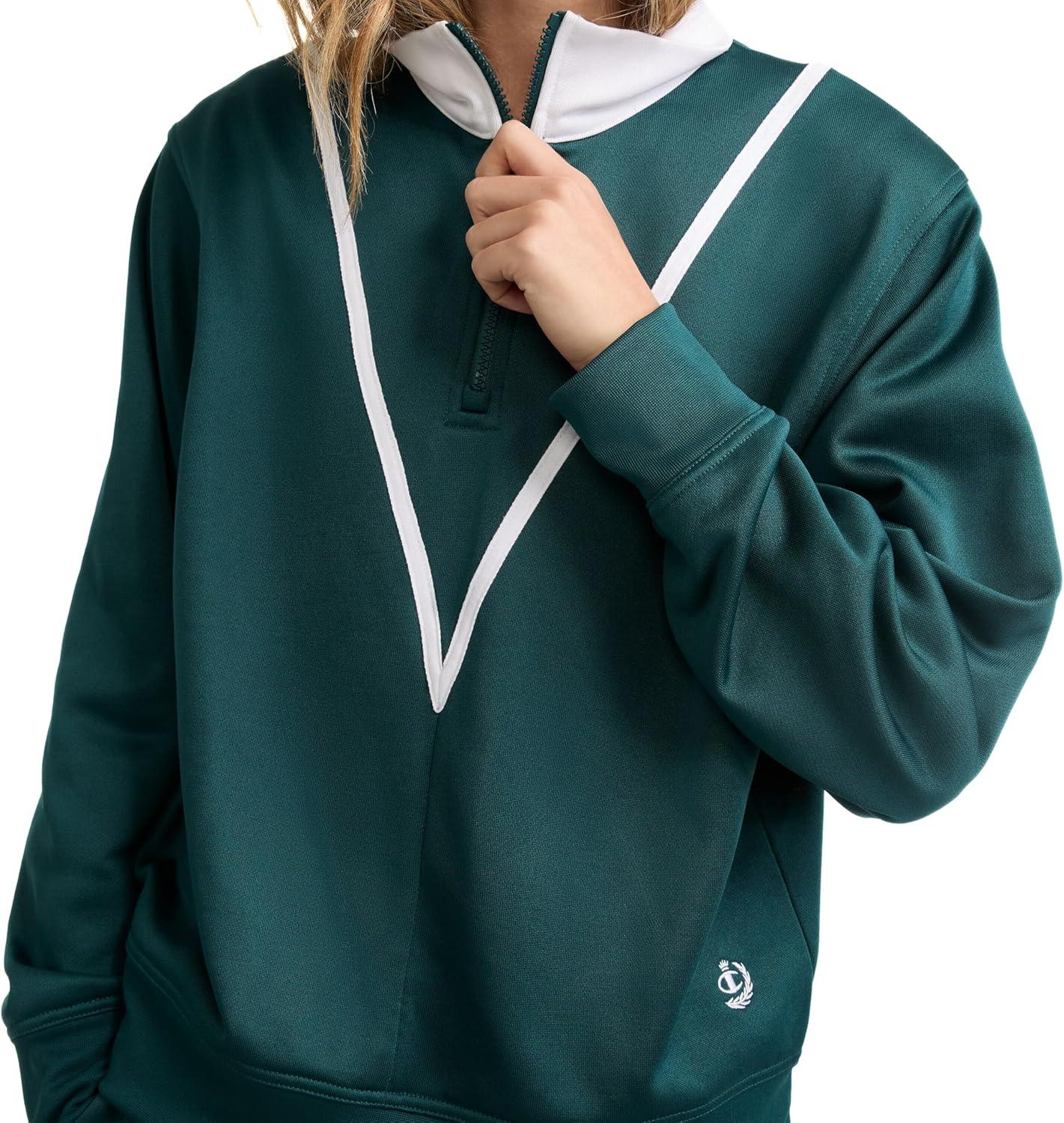 imageChampion Womens Yearbook 14 Zip PulloverEmerald AllureWhite