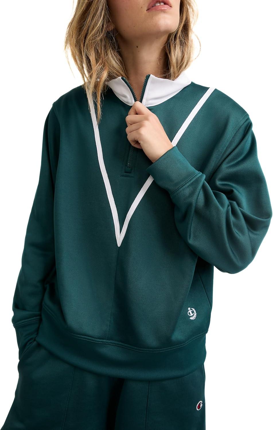 imageChampion Womens Yearbook 14 Zip PulloverEmerald AllureWhite