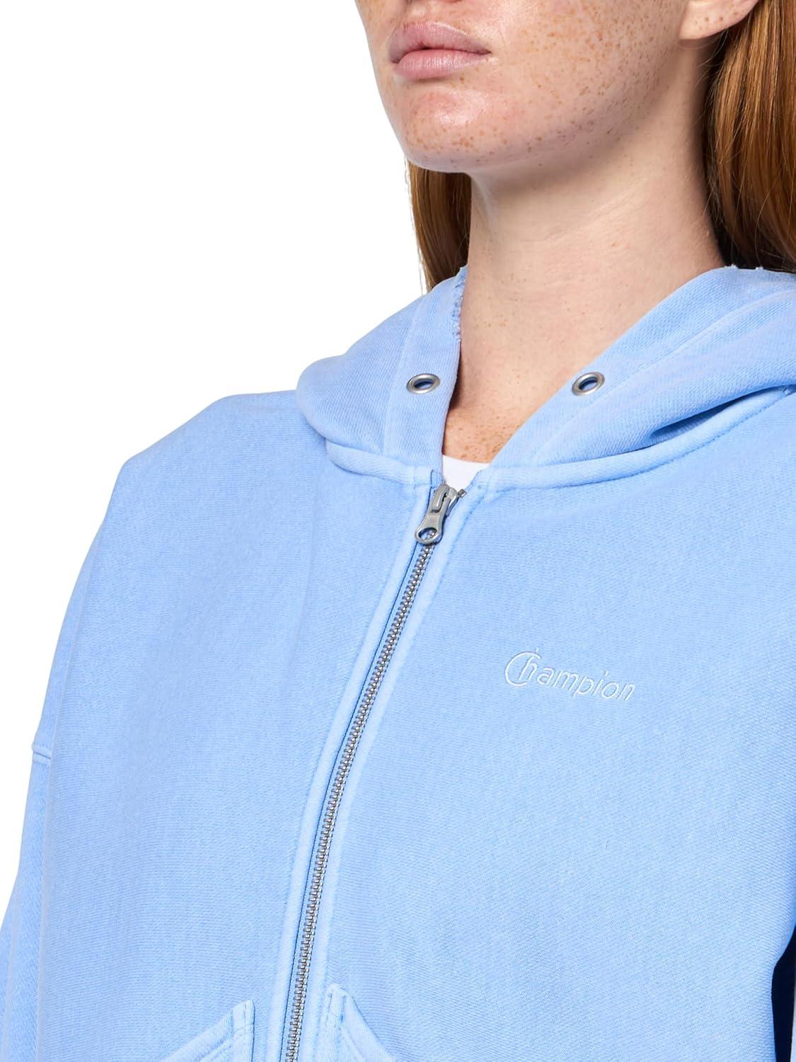 imageChampion womens Zipup Hoodie Vintage Wash Running Women C LogoPewter Blue