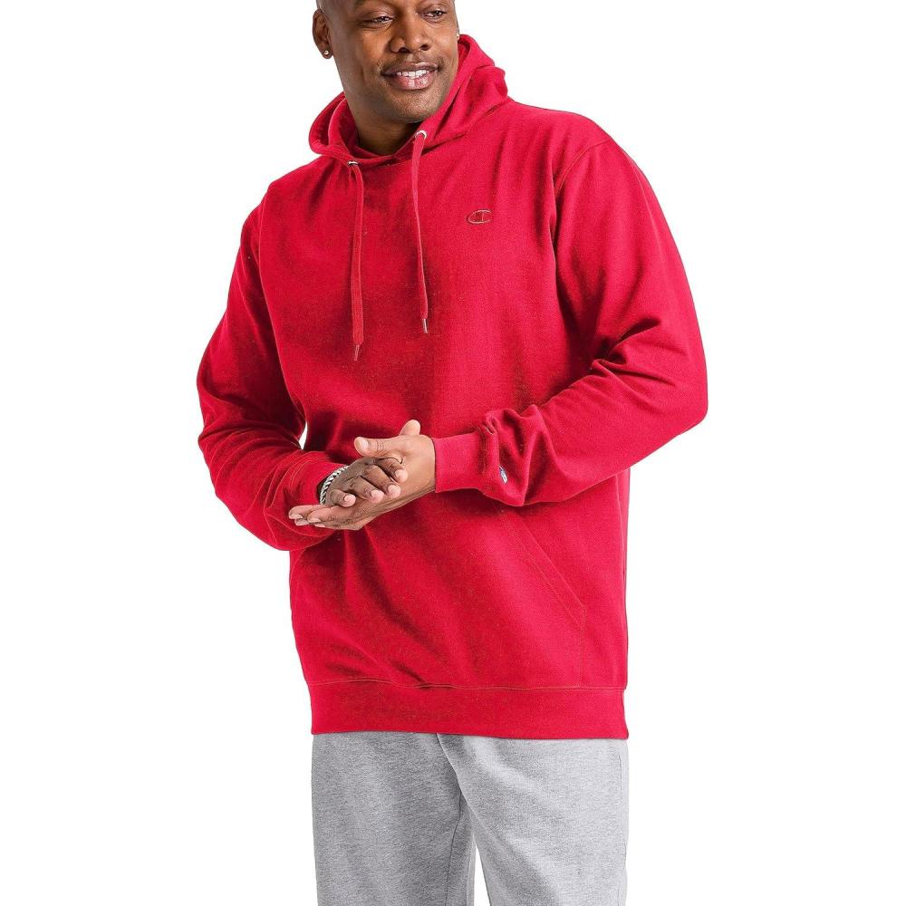 imageChampion Mens Pullover Fleece Hoodie Midweight C Logo Reg Or Big ampamp TallTeam Red Scarlet  C Logo