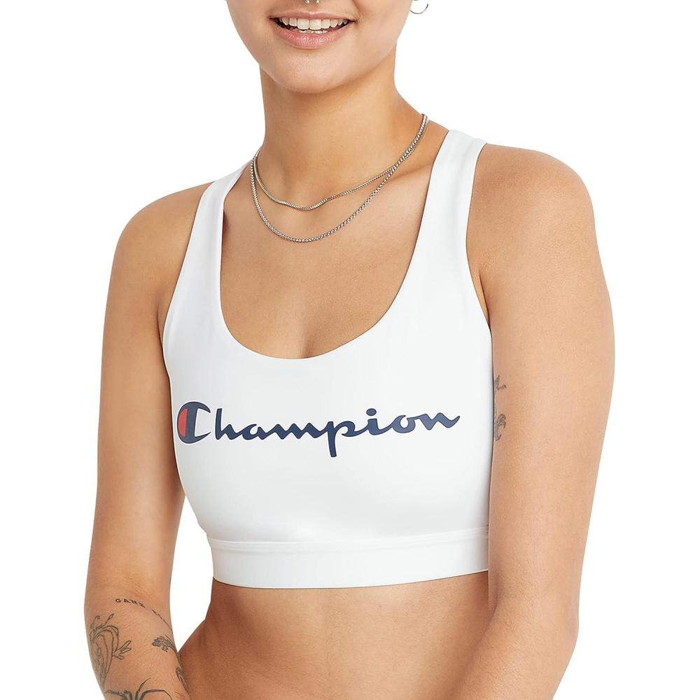 imageChampion Womens Absolute Eco Sports Bra Retired ColorsWhite Color Script