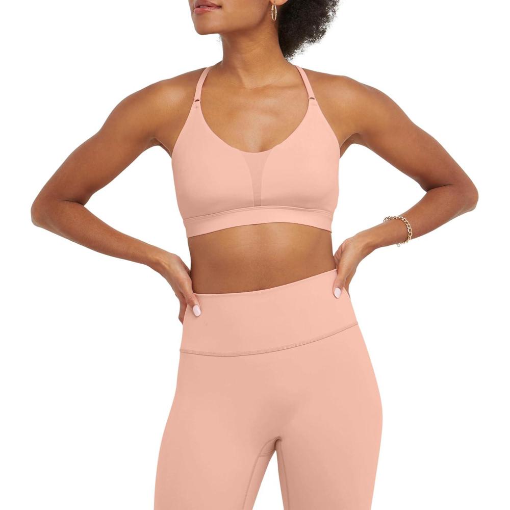imageChampion Womens Sports Bra Soft Touch MoistureWicking Bra Light Support Sports Bra Longline Sports Bra AvailableSunset Peach