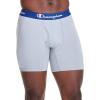 imageChampion Mens Everyday Active Lightweight Stretch Variety Boxer Briefs  3 PackBlue Print With Champion LogoNavySilverstone  3 Pack