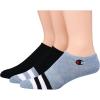 imageChampion Mens 3Pack Super No Show WEmbroidery SocksGreyBlackBlack