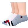 imageChampion Mens 3Pack Super No Show WEmbroidery SocksWhiteRedNavy