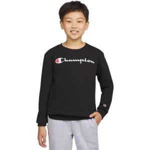 imageChampion Boys Sweatshirt for Kids Pullover Fleece Crewneck SweaterSignature Dark Black