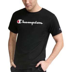 imageChampion Mens Heritage Short Sleeve Tee Mens TShirts Vintage Shirts Mens Tee Shirts GraphicsBlack  Classic Script Logo