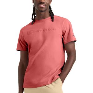 imageChampion Mens Heritage Short Sleeve Tee Mens TShirts Vintage Shirts Mens Tee Shirts GraphicsCosy Brick Red  Tonal Script Logo