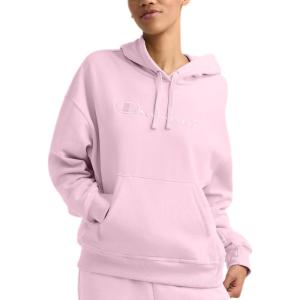 imageChampion Womens Pullover Fleece Hoodie Loose Fit Midweight Script LogoBallerina Slipper  Embroidered Script Logo
