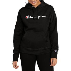 imageChampion Womens Pullover Fleece Hoodie Loose Fit Midweight Script LogoBlack  Classic Script Logo