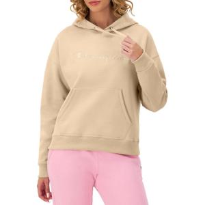 imageChampion Womens Pullover Fleece Hoodie Loose Fit Midweight Script LogoChampagne Frost  Embroidered Script Logo