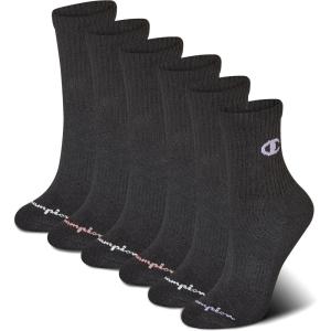 imageChampion Womens Quarter Socks  6Pack Cushioned Athletic Socks with MoistureWicking Arch Support Size 59High Quarter Black