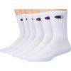 imageChampion Mens Double Dry Moisture Wicking Crew Socks 6 8 12 Packs AvailabeWhite Crew C  6 Pack