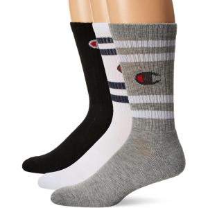 imageChampion Mens 3Pack Double Stripe Crew Socks