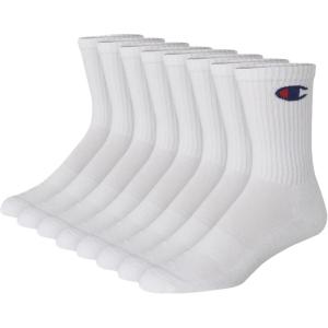 imageChampion Mens Double Dry Moisture Wicking Crew Socks 6 8 12 Packs AvailabeWhite  8 Pack