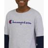 imageChampion Boys Long Sleeve Tee Shirt for Kids Athletic TopsGrey Navy