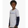 imageChampion Boys Long Sleeve Tee Shirt for Kids Athletic TopsGrey Navy
