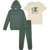 imageChampion Boys Sweatsuit Set for Kids 3 Piece Boys Hoodie Jogger and Tee Shirt Tracksuit OutfitForest Greengrey