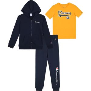 imageChampion Boys Sweatsuit Set for Kids 3 Piece Boys Hoodie Jogger and Tee Shirt Tracksuit OutfitNavy Yellowzip