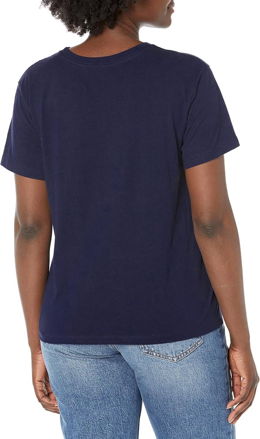 imageChampion Womens Classic Short Sleeve Graphic TShirt Standard Fit Script LogoAthletic Navy  Classic Script Logo