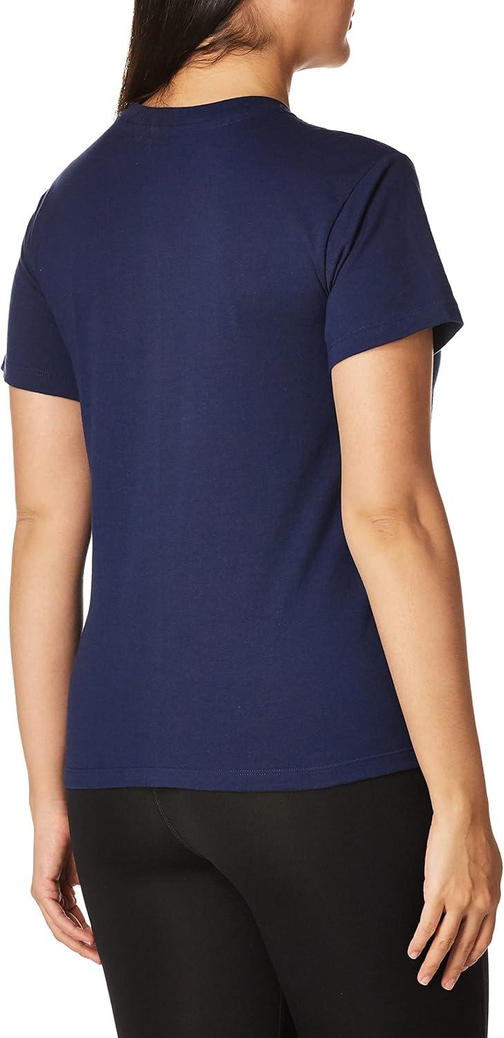 imageChampion Womens Classic Short Sleeve Graphic TShirt Standard Fit Script LogoAthletic Navy  Classic Script Logo