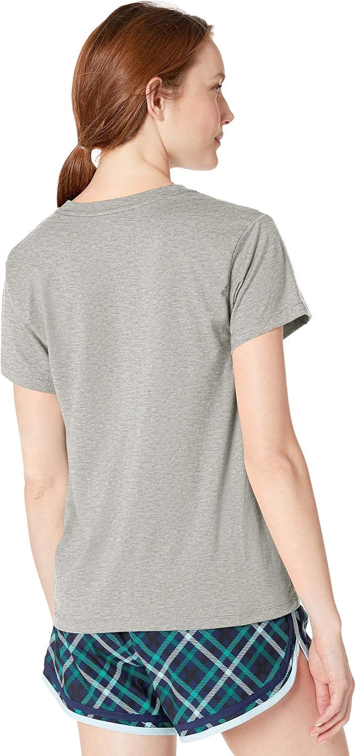 imageChampion Womens Classic Short Sleeve Graphic TShirt Standard Fit Script LogoOxford Gray Script Retired