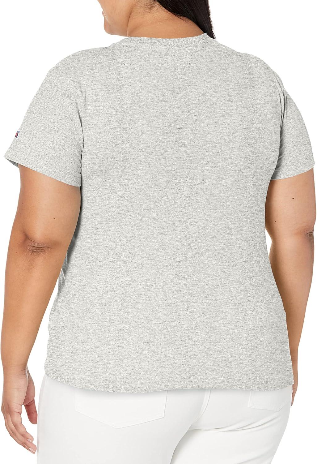 imageChampion Womens Classic Short Sleeve Graphic TShirt Standard Fit Script LogoOxford Gray Small Script