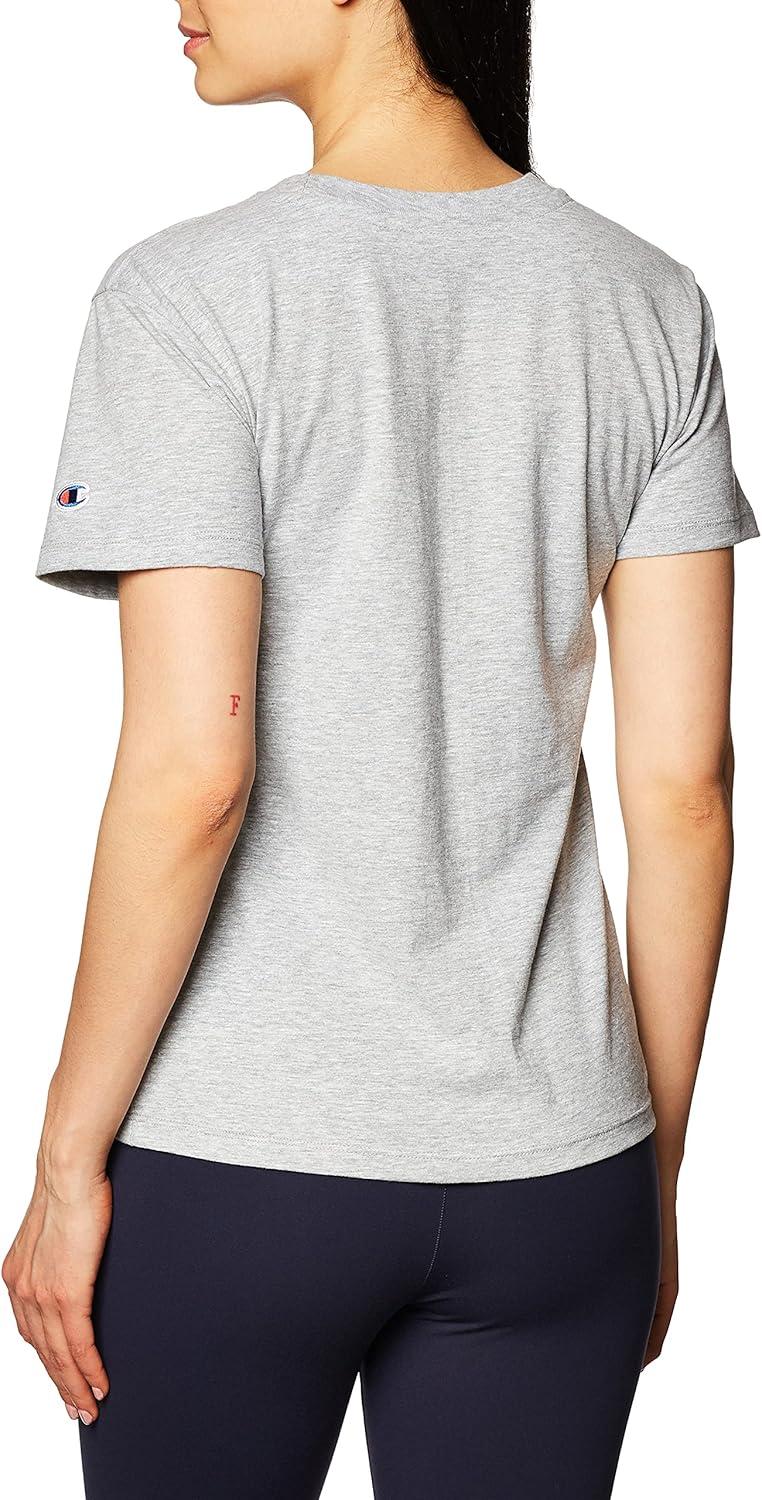 imageChampion Womens Classic Short Sleeve Graphic TShirt Standard Fit Script LogoOxford Gray Small Script