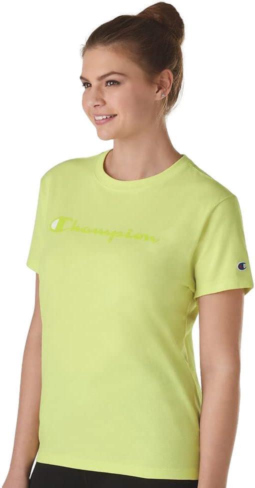 imageChampion Womens Classic Short Sleeve Graphic TShirt Standard Fit Script LogoSummerlime